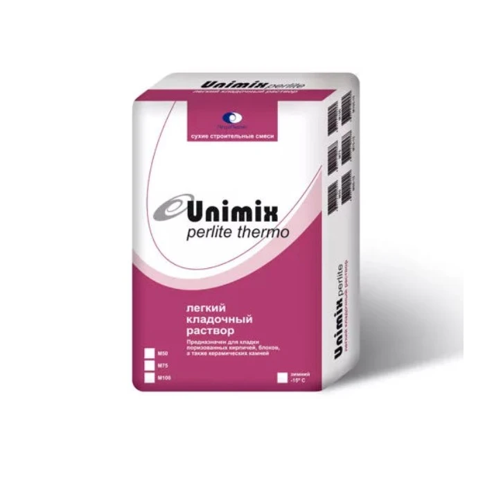 Теплый кладочный раствор Unimix Perlite thermo M50 зимний, 25 кг