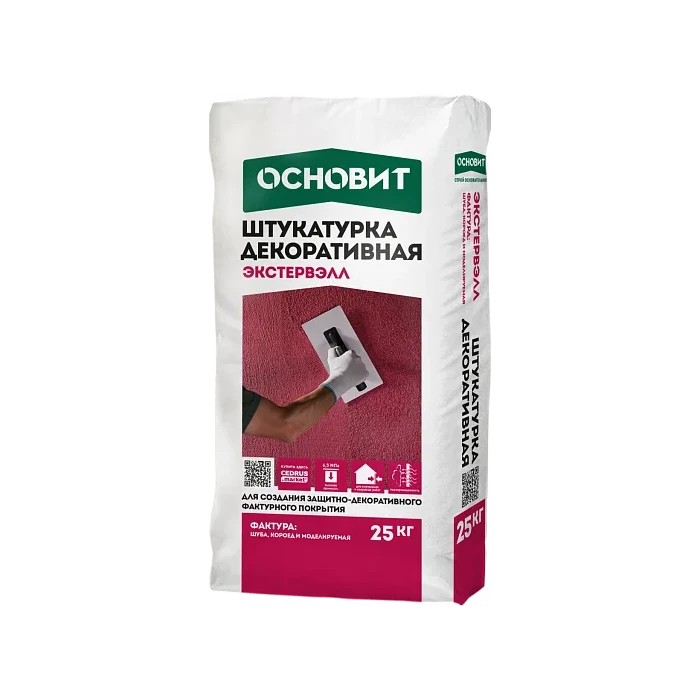 Штукатурка декоративная Основит Экстервэлл шуба 1,0 мм серый 25 кг