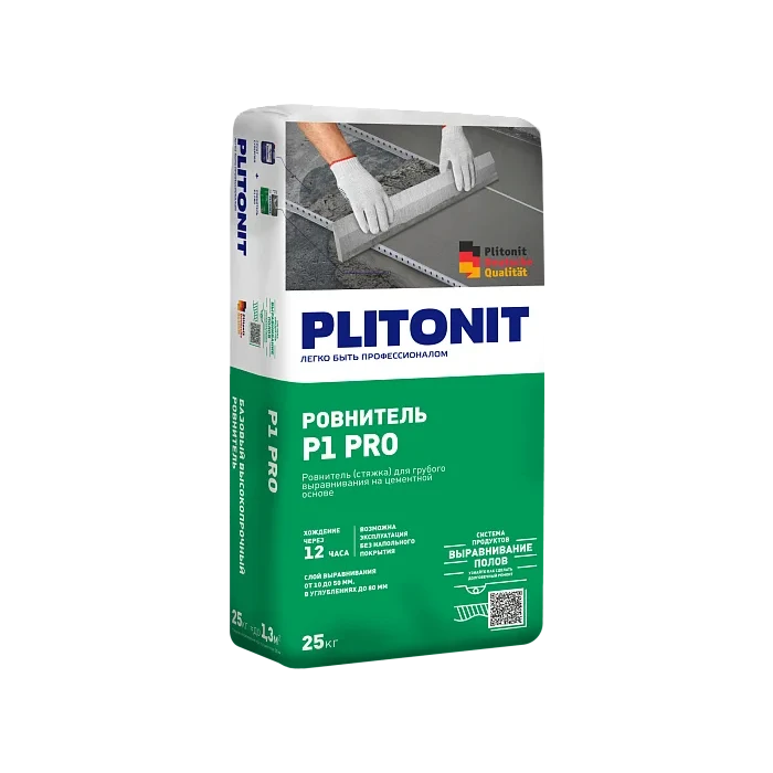 Ровнитель (стяжка пола) Plitonit P1 PRO 25 кг