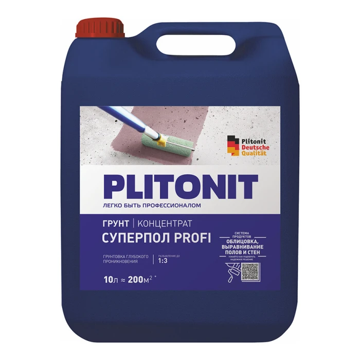 Грунт Plitonit СуперПол Profi глубокого проникновения 10 л концентрат 1:3
