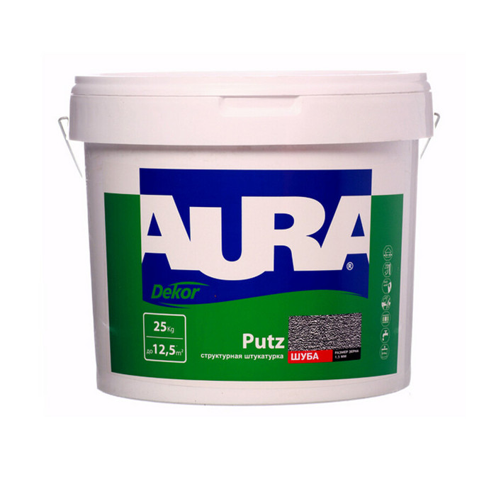 Штукатурка декоративная структурная Aura Dekor Putz шуба белая 1,5 мм 25 кг