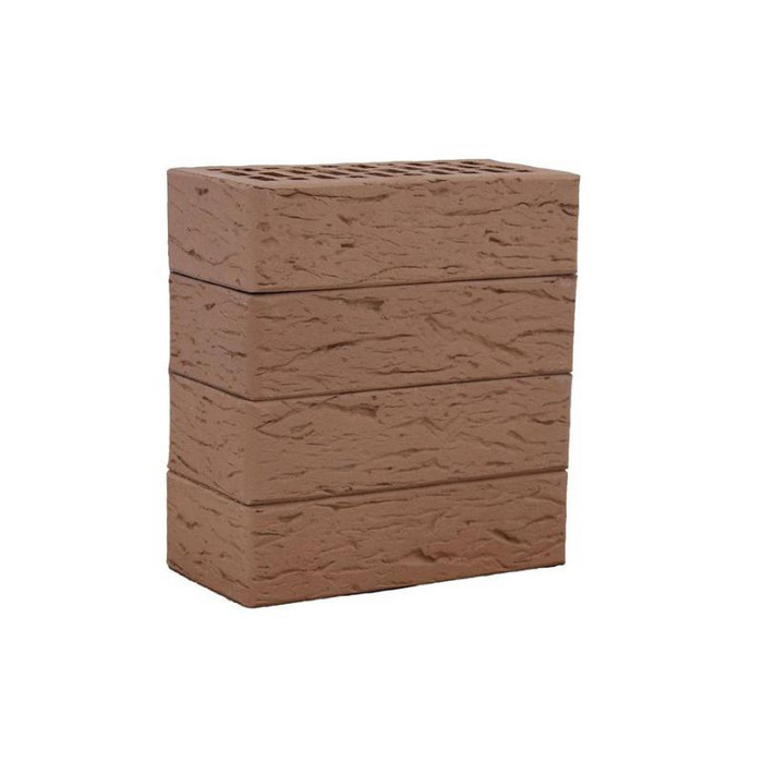 Кирпич облицовочный пустотелый ЛСР светло-коричневый рустик 250х120х65 мм