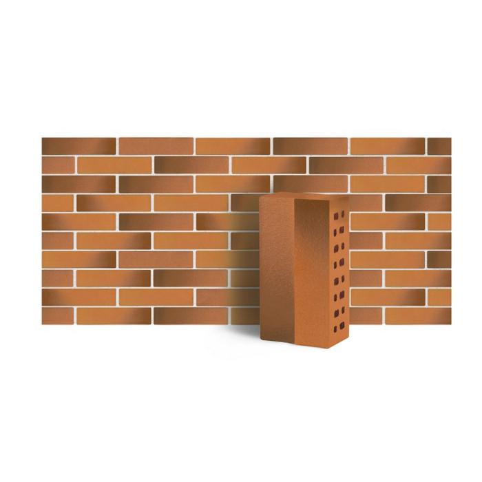 Клинкер фасадный ЛСР Нева-Хаус светло-морковный ангобированный тип 1Т 0,48NF