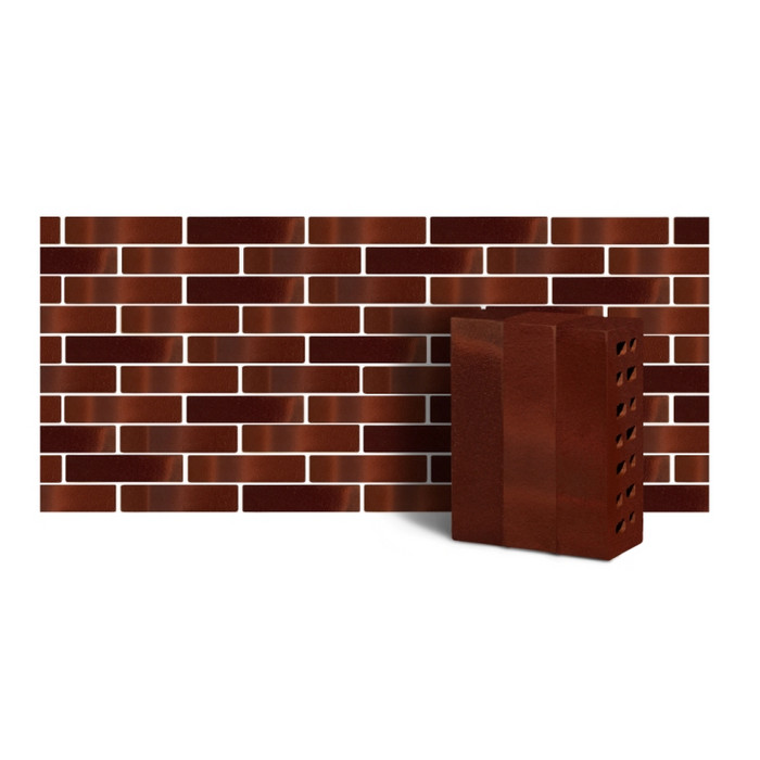 Клинкер фасадный ЛСР Нева-Хаус темно-красный ангобированный тип 4.1Т 0,48NF