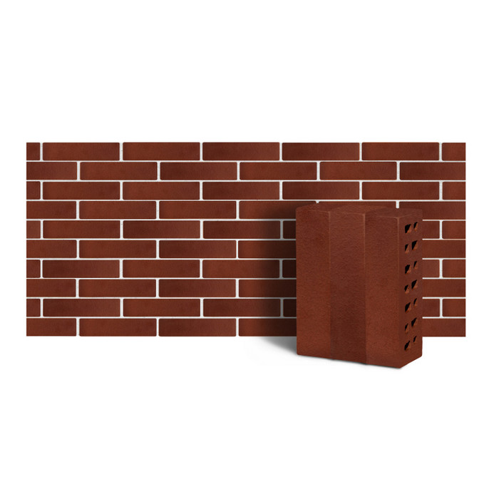 Клинкер фасадный ЛСР Нева-Хаус темно-красный ангобированный тип 4.2Т 0,48NF