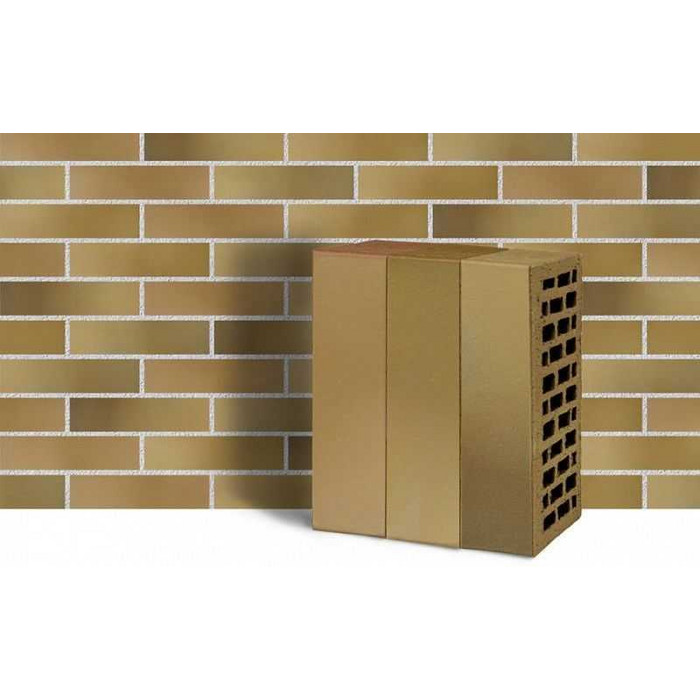 Кирпич облицовочный ЛСР пшеничный флэш гладкий 250х120х65 мм фото 4