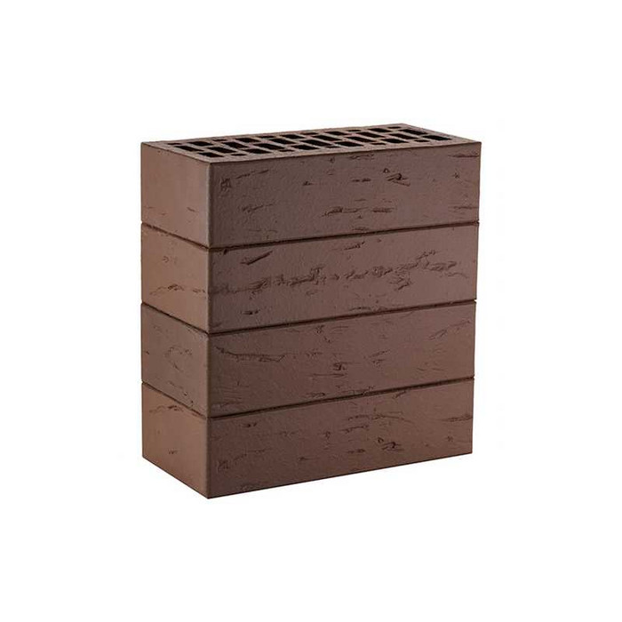 Кирпич облицовочный ЛСР темно-коричневый рустик, утолщенные стенки, М175, 250х120х65 мм