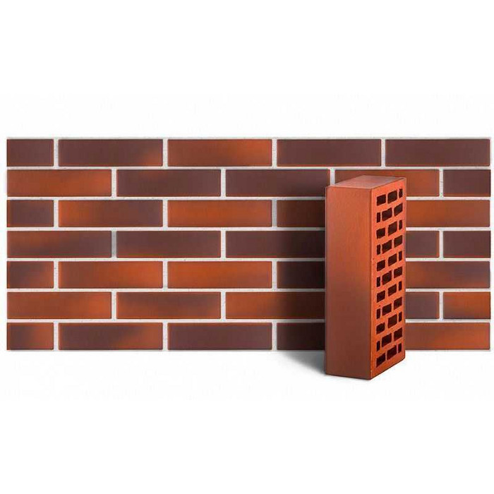 Кирпич облицовочный ЛСР красный флэшинг гладкий М175, 250х120х65 мм фото 3