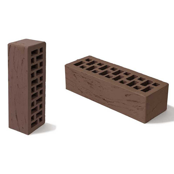 Кирпич облицовочный BRAER коричневый риф, 250х85х65 мм