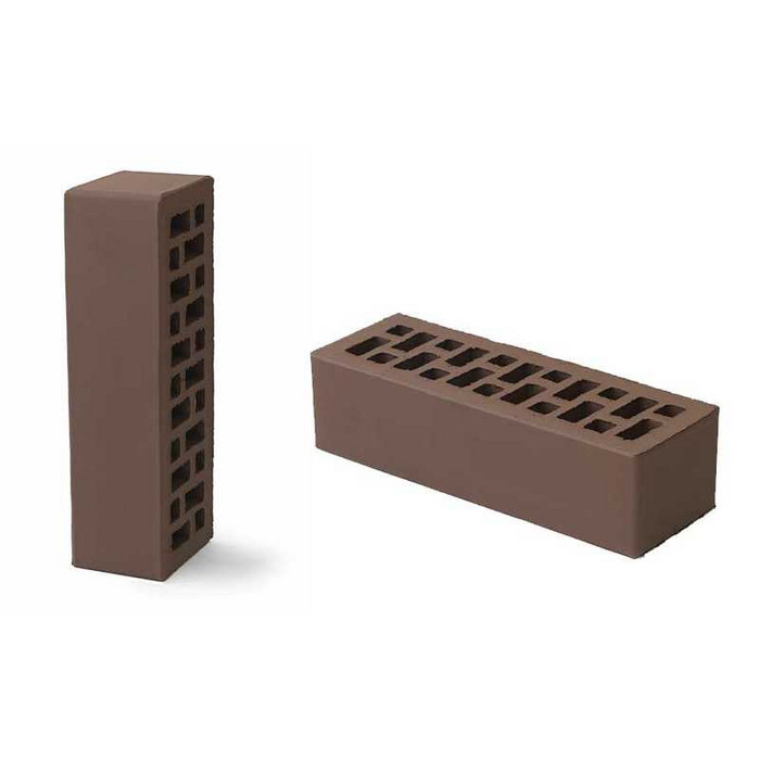 Кирпич облицовочный BRAER коричневый гладкий, 250х85х65 мм