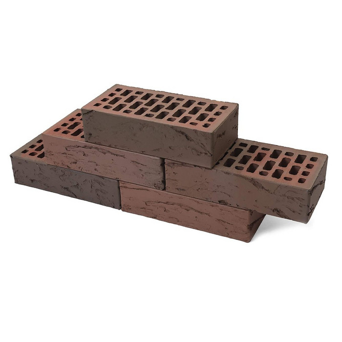 Кирпич BRAER облицовочный БРАЕР кладка бордо кора дуба, 250х120х65 мм фото 3