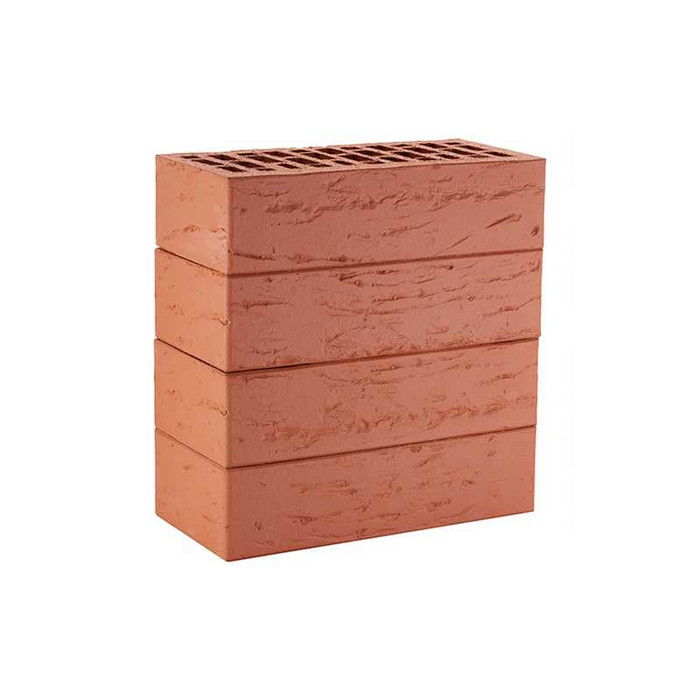 Кирпич облицовочный ЛСР красный рустик, утолщенные стенки, М175, 250х120х65 мм