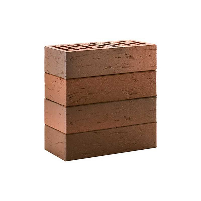 Кирпич облицовочный ЛСР красный флэшинг темный рустик, утолщенные стенки, М175, 250х120х65 мм