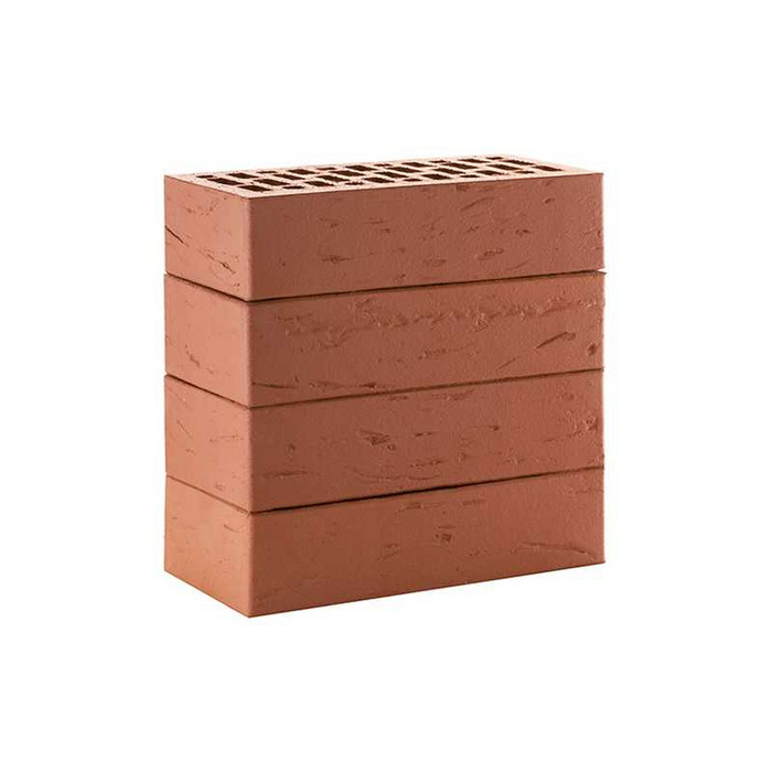 Кирпич облицовочный ЛСР темно-красный рустик, утолщенные стенки, М175, 250х120х65 мм