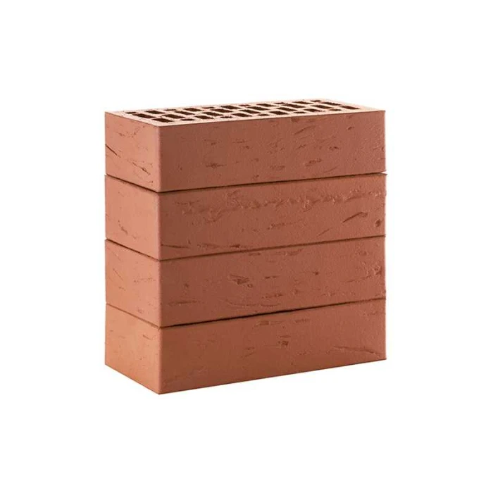 Кирпич облицовочный ЛСР темно-красный рустик, утолщенные стенки, М175, 250х120х65 мм