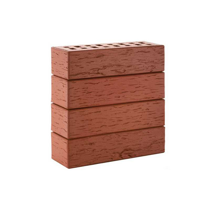 Кирпич клинкерный ЛСР красный легкий флэшинг, береста, 250х85х65 мм