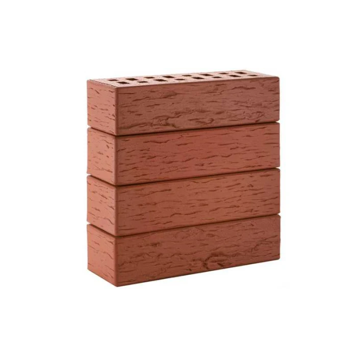 Кирпич клинкерный ЛСР красный легкий флэшинг, береста, 250х85х65 мм