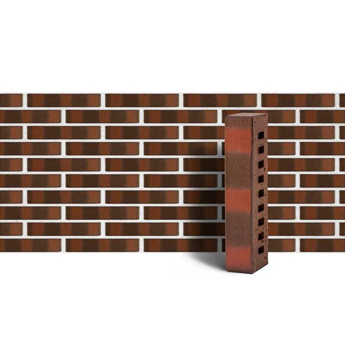 Кирпич клинкерный ЛСР 0,61 НФ темно-красный флэшинг пестрый, 280х85х50 мм