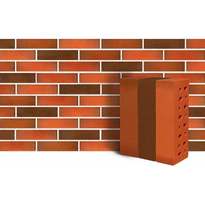 Кирпич ЛСР Ноттингем гладкий красный флэшинг клинкерный М300 250х85х65 мм фото 3