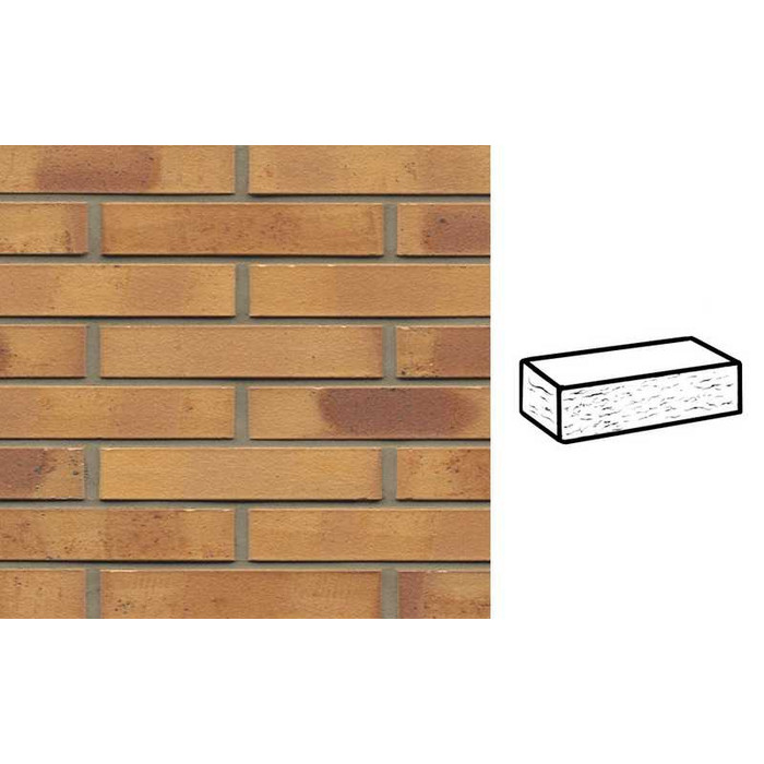 Кирпич клинкерный Muhr 06K Hellbraun-bunt Kohle рустик, 240х90х40 мм