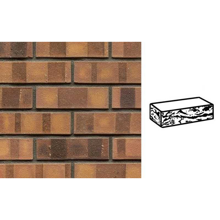 Кирпич клинкерный Muhr 08K Lachsrot Kohle готик, 240х115х71 мм