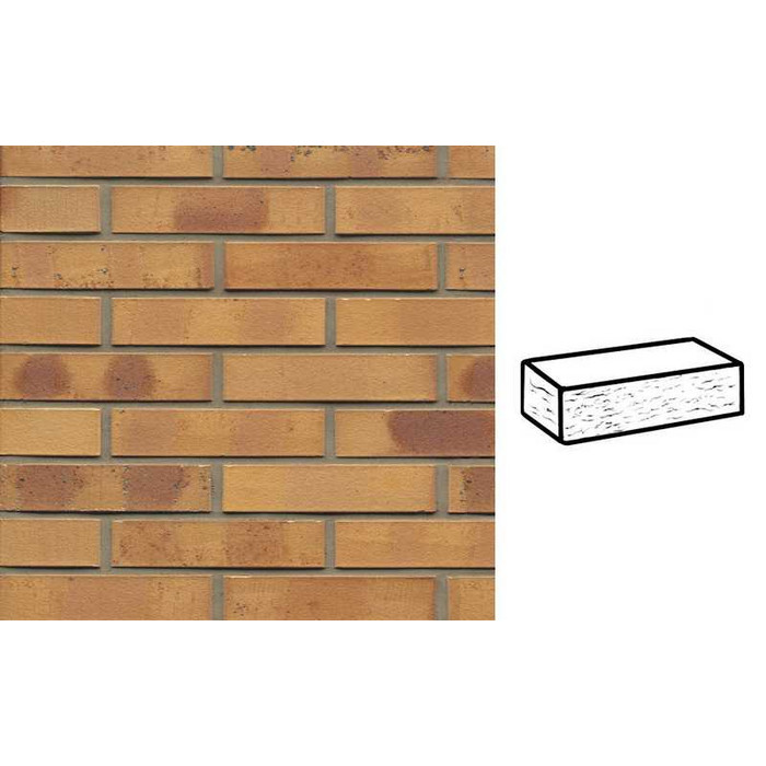 Кирпич клинкерный Muhr 06K Hellbraun-bunt Kohle рустик, 240х115х52 мм