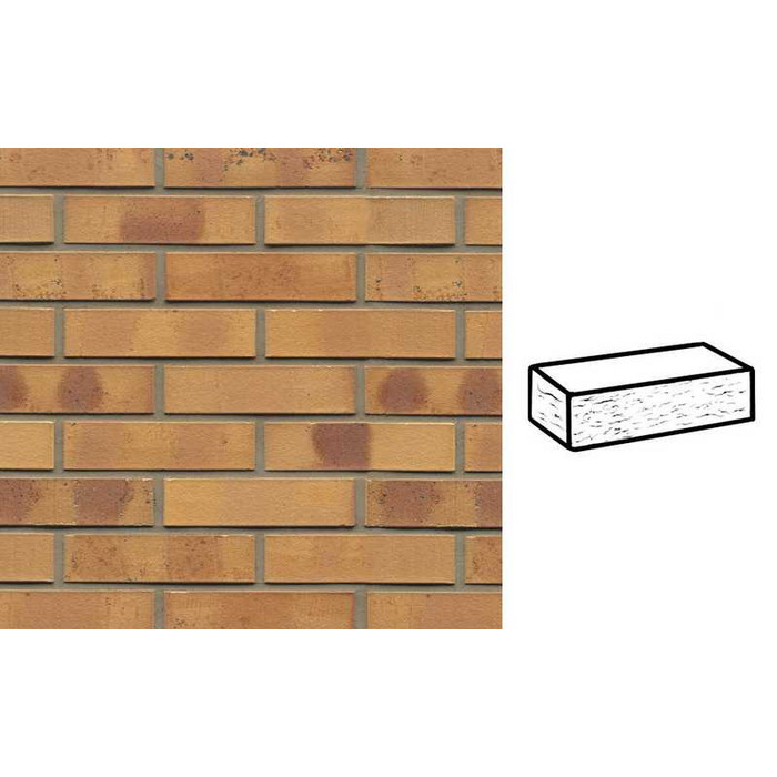 Кирпич клинкерный Muhr 06K Hellbraun-bunt Kohle рустик, 290х90х71 мм