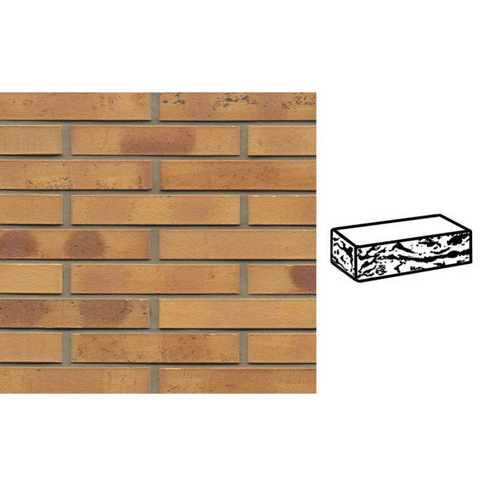 Кирпич клинкерный Muhr 06K Hellbraun-bunt Kohle готик, 290х90х52 мм