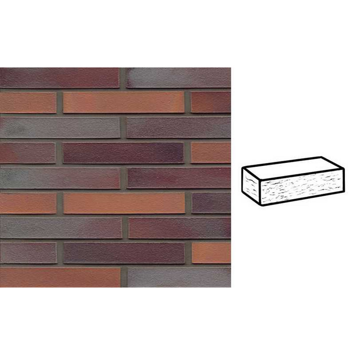 Кирпич клинкерный Muhr 12 Blaurot-bunt рустик, 290х90х52 мм