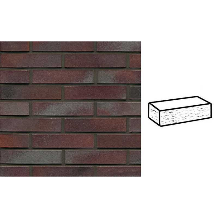 Кирпич клинкерный Muhr 10 Violettblau geflammt рустик, 240х115х52 мм