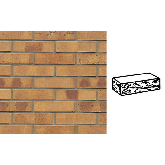 Кирпич клинкерный Muhr 06K Hellbraun-bunt Kohle готик, 290х90х71 мм