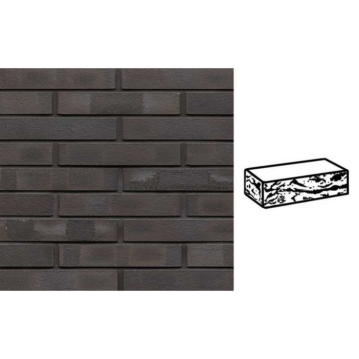 Кирпич клинкерный Muhr 05 KS Eisenschmelz Schwarzbraun Kohle Spezial готик, 290х90х52 мм
