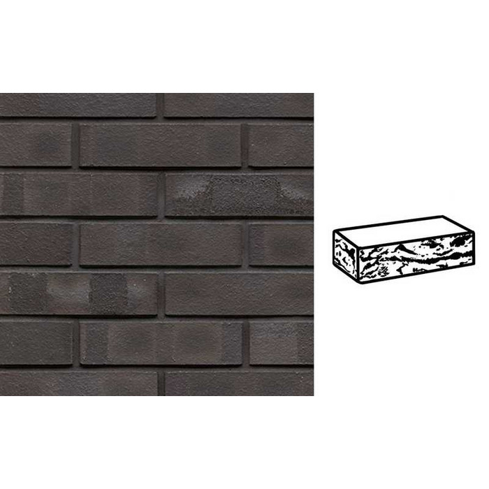 Кирпич клинкерный Muhr 05 KS Eisenschmelz Schwarzbraun Kohle Spezial готик, 290х90х71 мм