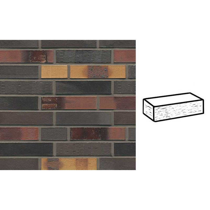 Кирпич клинкерный Muhr 40 Kobalt Spezial geflammt рустик, 290х90х71 мм