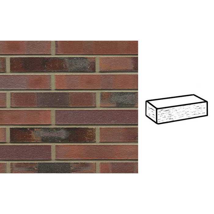 Кирпич клинкерный Muhr 04KS Rotbraun-bunt Kohle Spezial рустик, 240х90х40 мм
