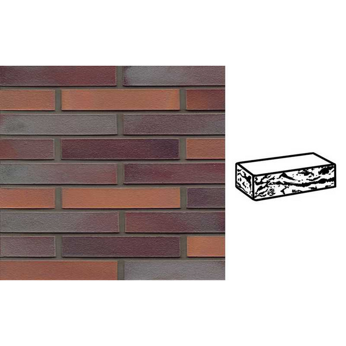 Кирпич клинкерный Muhr 12 Blaurot-bunt готик, 290х90х52 мм