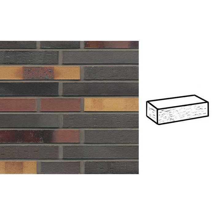 Кирпич клинкерный Muhr 40 Kobalt Spezial geflammt рустик, 240х90х40 мм