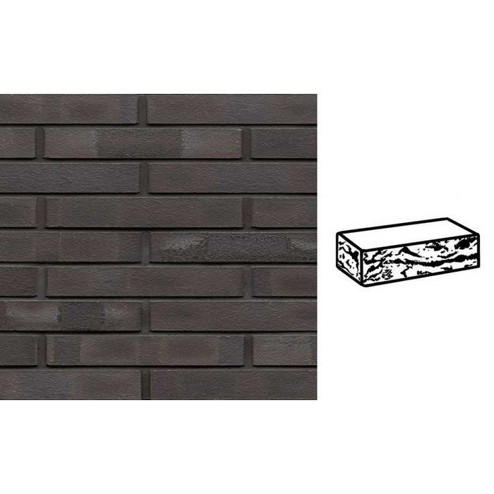 Кирпич клинкерный Muhr 05 KS Eisenschmelz Schwarzbraun Kohle Spezial готик, 290х90х40 мм
