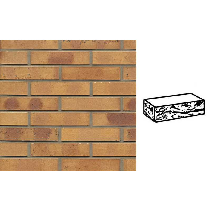 Кирпич клинкерный Muhr 06K Hellbraun-bunt Kohle готик, 240х115х52 мм