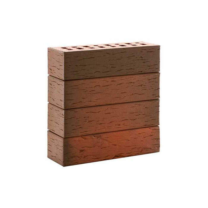 Кирпич клинкерный ЛСР Ноттингем красный флэшинг береста М300 250х85х65 мм