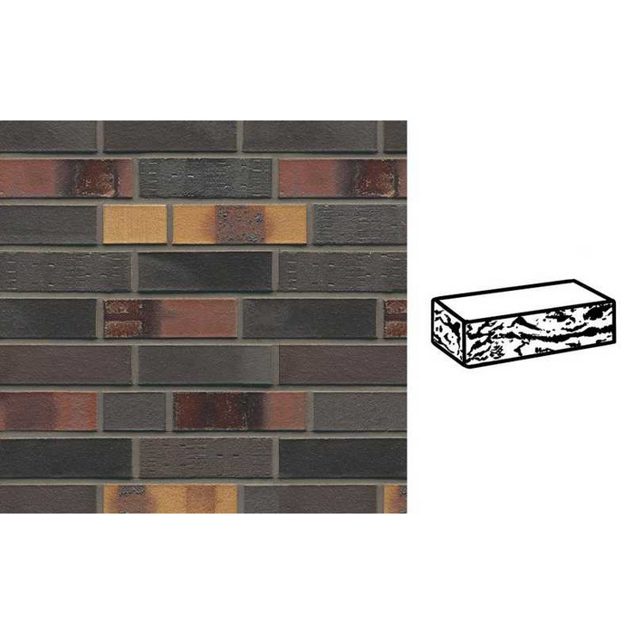 Кирпич клинкерный Muhr 40 Kobalt Spezial geflammt готик, 240х55х71 мм