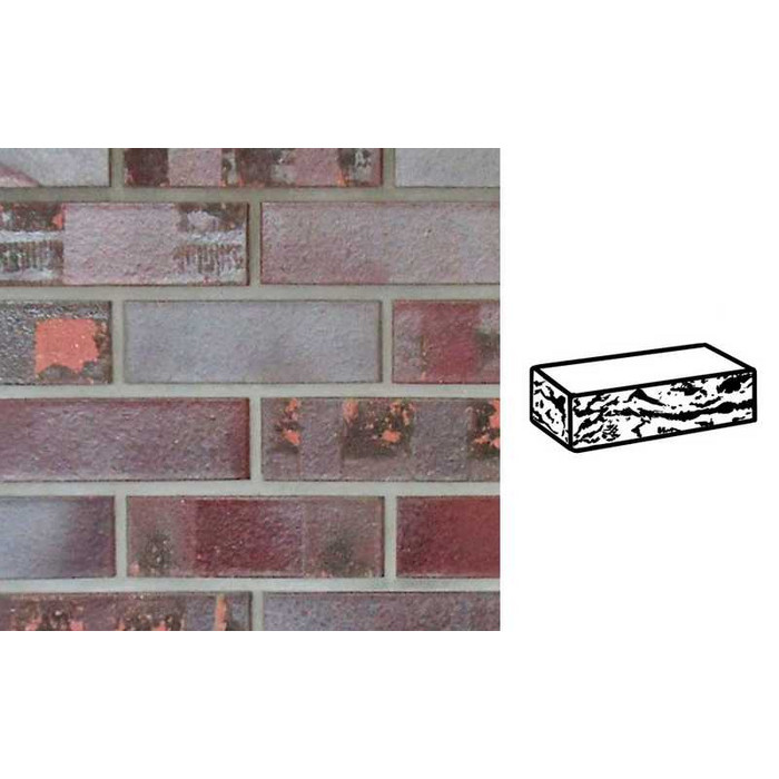 Кирпич клинкерный Muhr 10 K Violettblau geflammt Kohle готик, 240х55х71 мм