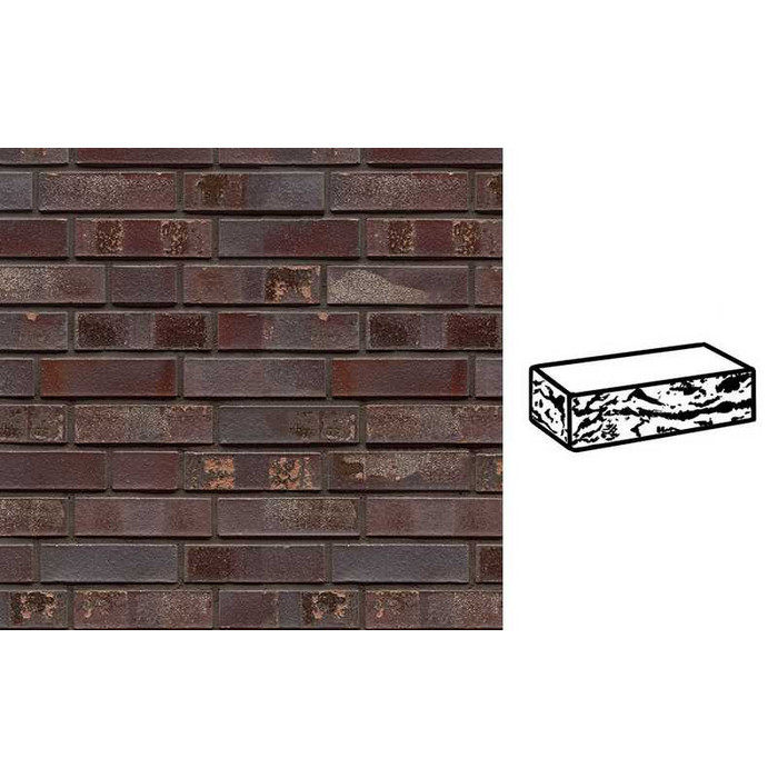 Кирпич клинкерный Muhr 10 S Violettblau geflammt Spezial готик, 240х55х71 мм