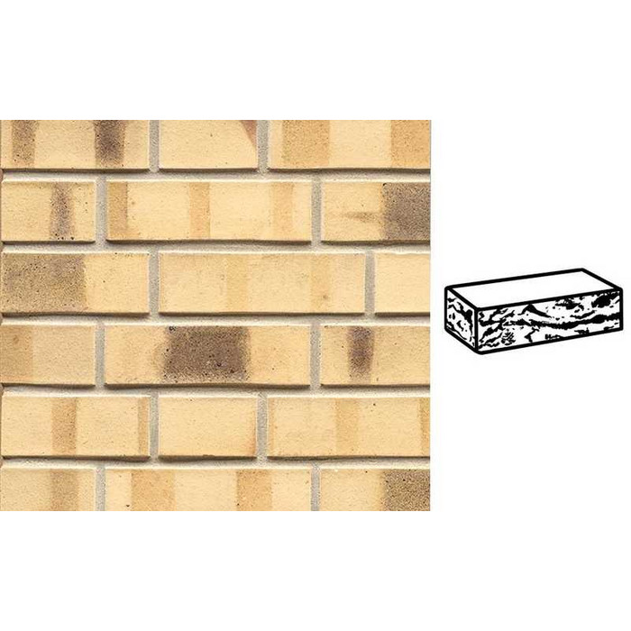 Кирпич клинкерный Muhr 35 KS Creme nuanciert Kohle Spezial готик, 240х55х71 мм