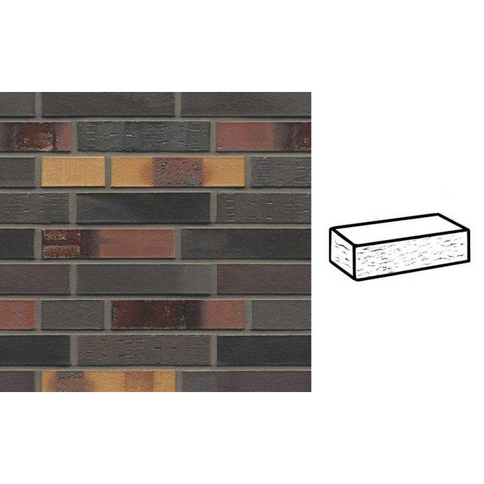 Кирпич клинкерный Muhr 40 Kobalt Spezial geflammt рустик, 240х115х52 мм