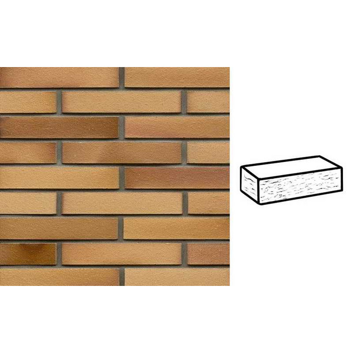Кирпич клинкерный Muhr 06EG Hellbraun-bunt Edelglanz рустик, 290х90х52 мм