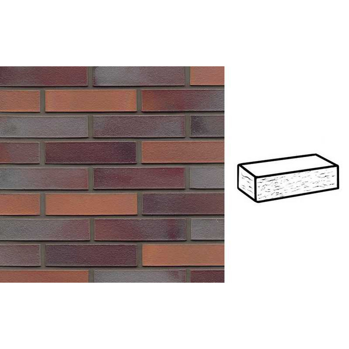 Кирпич клинкерный Muhr 12 Blaurot-bunt рустик, 290х90х71 мм