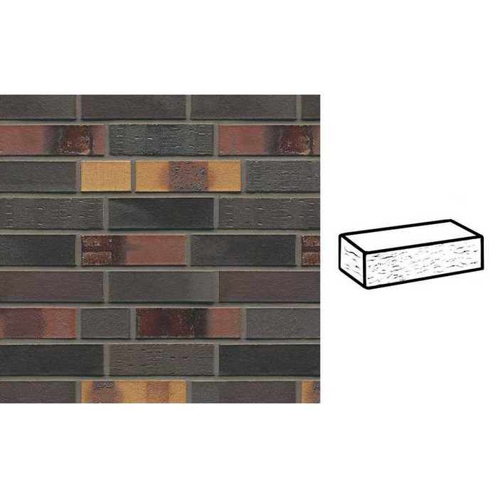 Кирпич клинкерный Muhr 40 Kobalt Spezial geflammt рустик, 240х115х71 мм