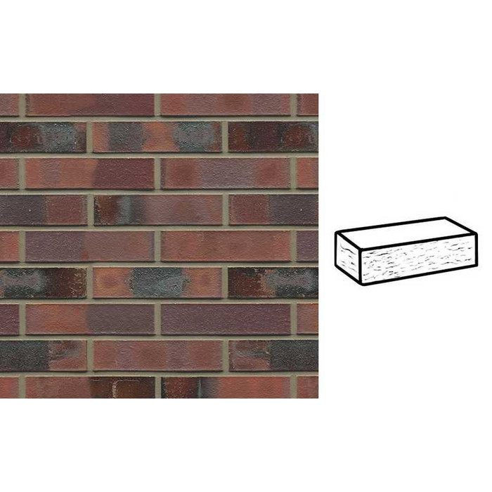 Кирпич клинкерный Muhr 04KS Rotbraun-bunt Kohle Spezial рустик, 290х90х71 мм
