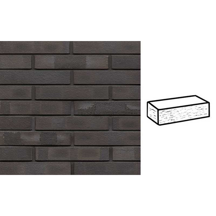 Кирпич клинкерный Muhr 05 KS Eisenschmelz Schwarzbraun Kohle Spezial рустик, 290х90х52 мм